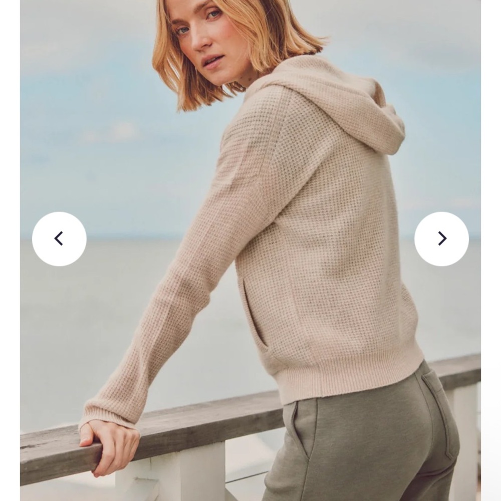 Leallo Cashmere Hoodie L NWT wheat - Picture 2 of 6